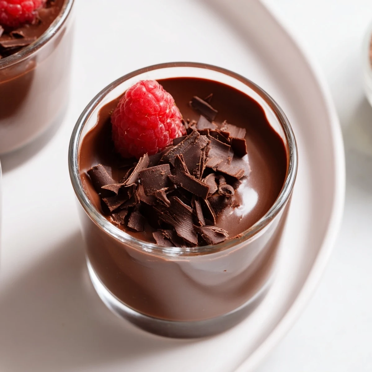 Elegant serving of cold chocolate pudding, promising a creamy and delightful dessert experience.