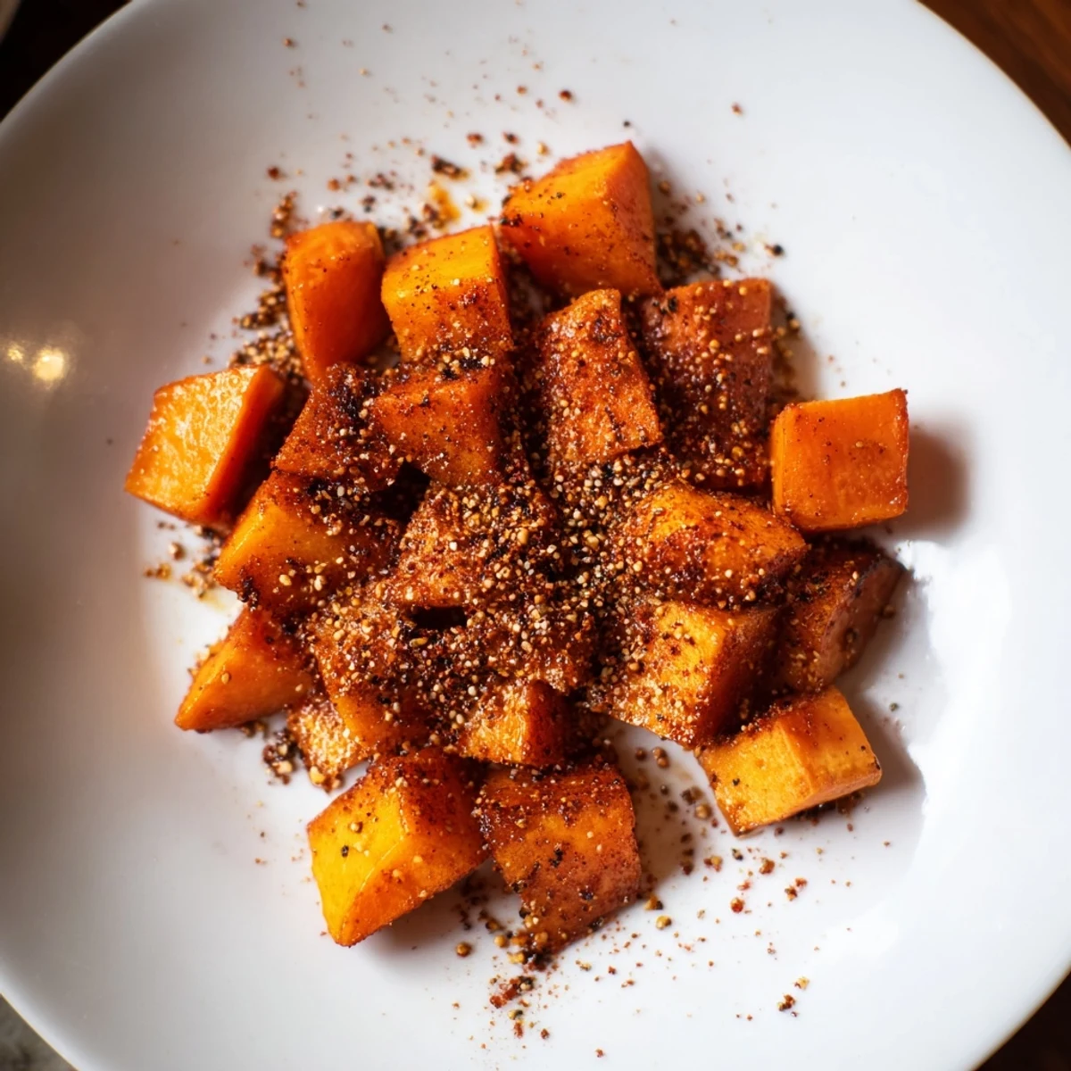 Perfectly caramelized Roasted sweet potatoes, their edges delightfully crisp and inviting, ready to be devoured.