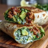 Fresh avocado tuna wraps with spinach, a quick healthy lunch idea perfect for meal prep or on-the-go.