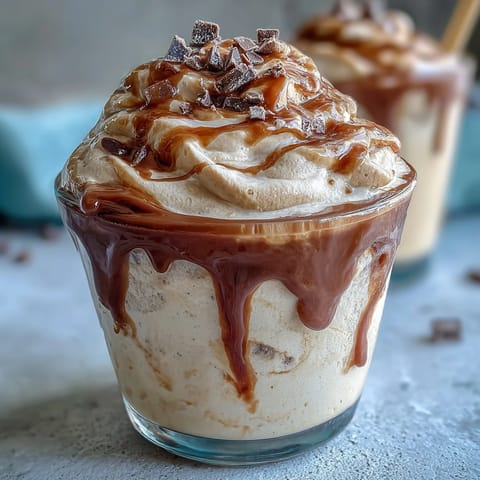 Creamy vanilla bean frappuccino fudge pops with rich coffee flavor and smooth chocolate swirl.