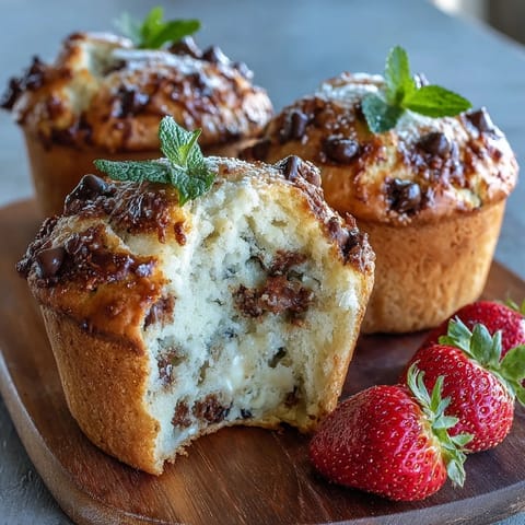 Fresh strawberry muffins studded with creamy white chocolate chips, golden and fluffy, perfect for a sweet breakfast treat.
