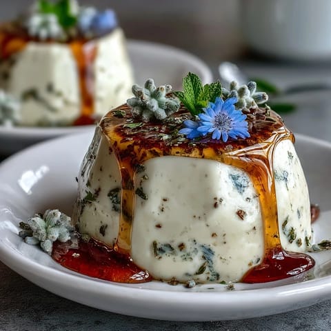 Silky Honey Lavender Panna Cotta with a creamy texture and delicate floral aroma, served in elegant glasses.