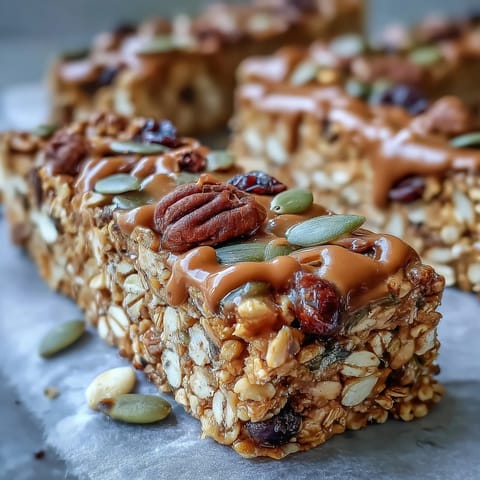 1. Nut-free granola bars with honey and oats, packed with seeds and dried fruit for a wholesome, chewy snack perfect for on-the-go.
