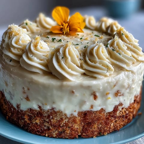 Bright Baby Shower Lemon Sunshine Cake crowned with edible flowers, a delightful centerpiece.