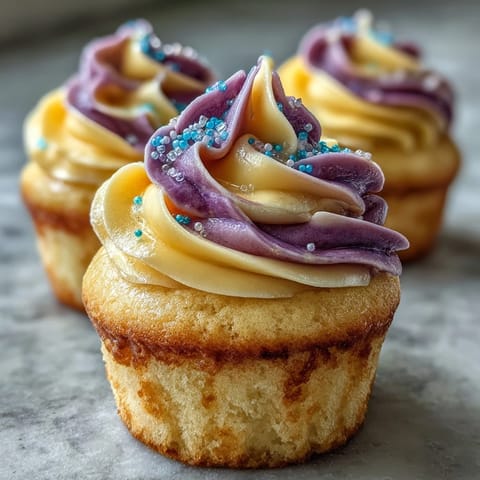 Bright Gemini Birthday Cupcakes featuring a vibrant, two-toned frosting design, ready for celebration.