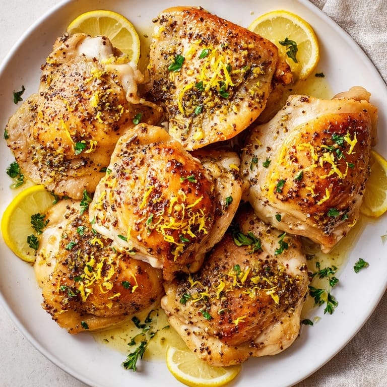 Oven-roasted lemon pepper chicken, showing crispy edges and a delicious, savory aroma.