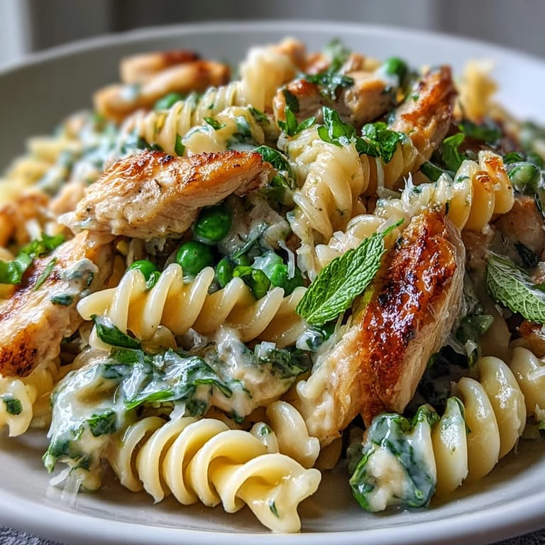 This delightful Pea & Mint Chicken Pasta is a quick, flavorful meal idea.
