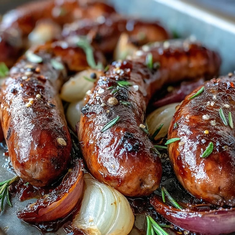 Italian-inspired roasted sausage and grapes plated with tender onions, ready for a gluten-free weeknight dinner.