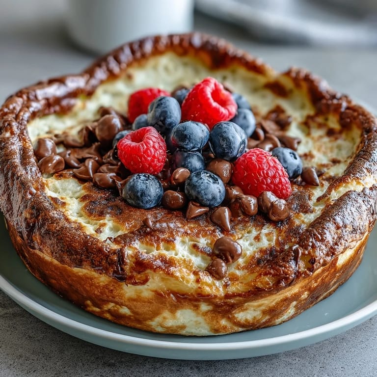 Golden and fluffy Baked Protein Pancake Bowl served warm with peanut butter drizzle.