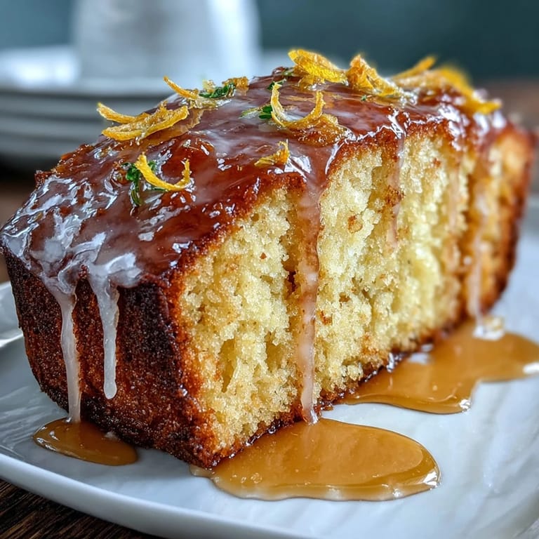 Classic Italian-American pound cake baked with limoncello, drizzled with tangy lemon glaze for a citrusy dessert.