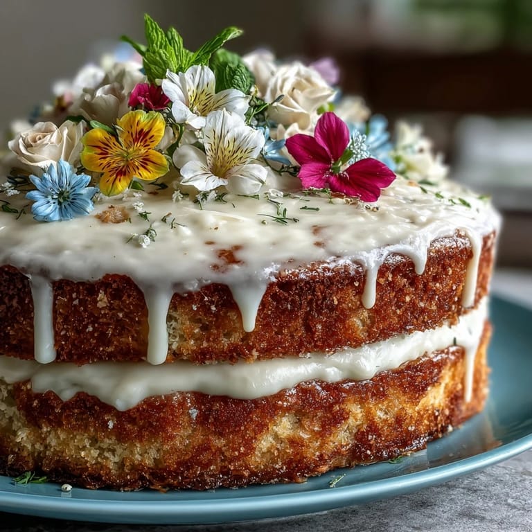 Celebrate with a Spring Birthday Cake decorated in delicate pastel floral buttercream, offering a sweet, creamy vanilla treat for any party.