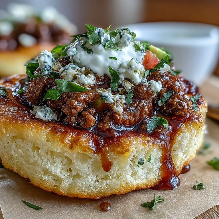 Fluffy cloud bread taco shells generously stuffed with zesty taco meat and pico.