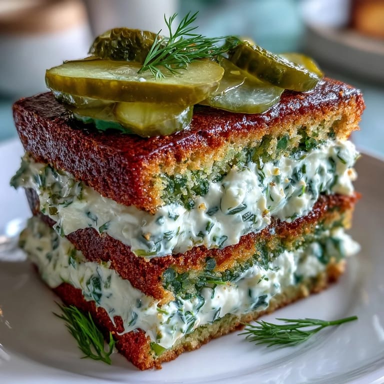 Visually appealing Pickle Cake, artfully frosted and garnished, ready for your guests.