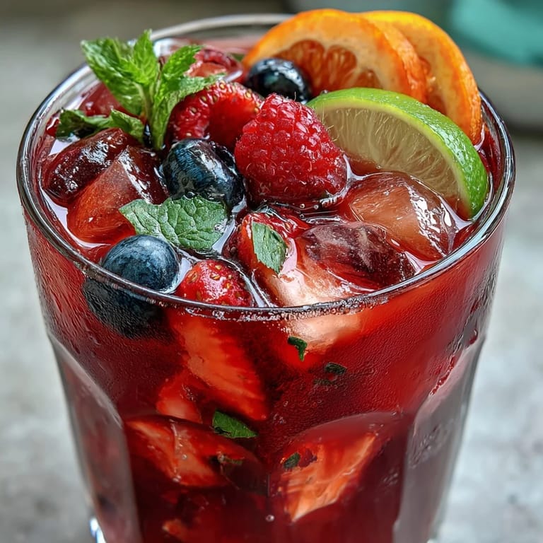 Enjoy tall glass of Iced Hibiscus Berry Tea, perfect summer thirst quencher.