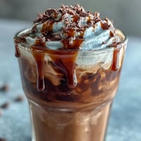 Velvety chocolate cream swirls atop chilled cold brew coffee, a decadent twist on classic iced coffee.
