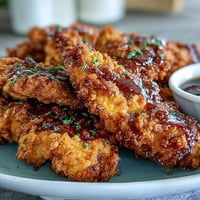 Golden brown pickle brine chicken tenders, extra crispy, served with dipping sauce.